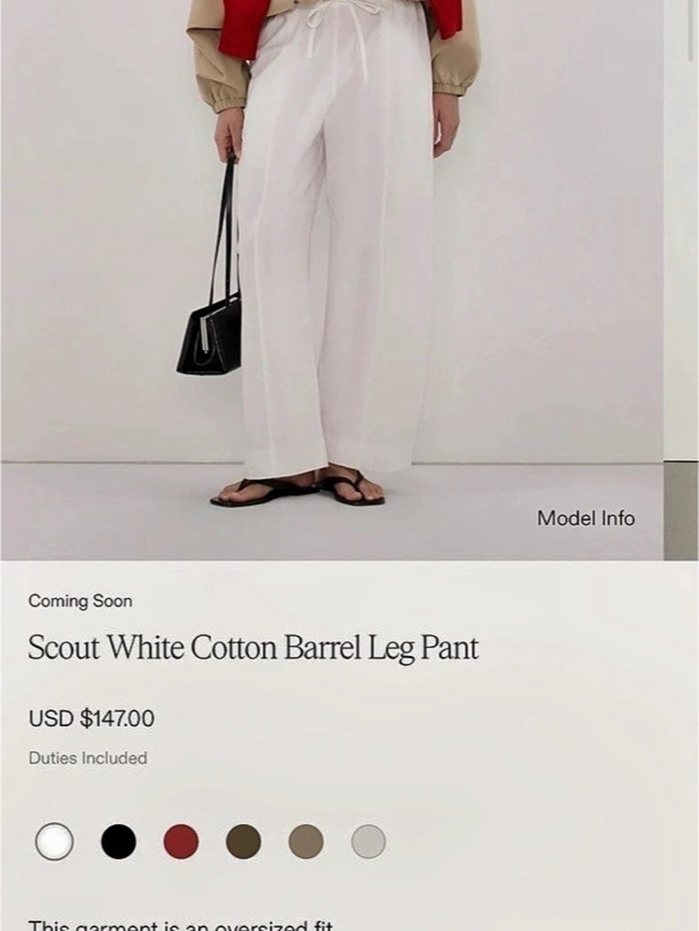 Dissh Scout White Cotton Barrel Leg Pant Barrel Leg Cotton Pants in White Size 2